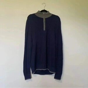 Brooks Brothers navy 100%  cotton quarter zip sweater